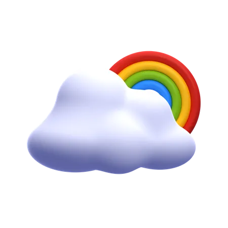 Cloud And Rainbow  3D Icon