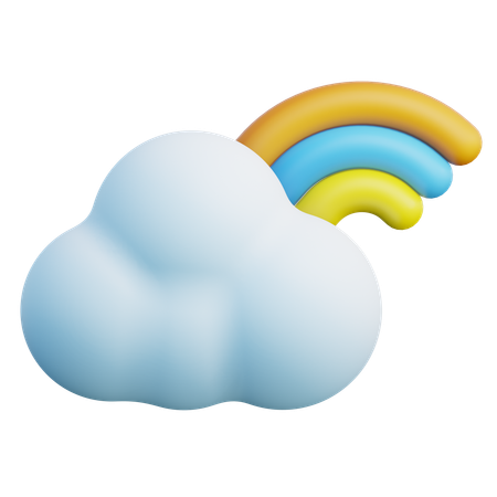 Cloud And Rainbow  3D Icon