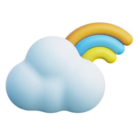 Cloud And Rainbow  3D Icon