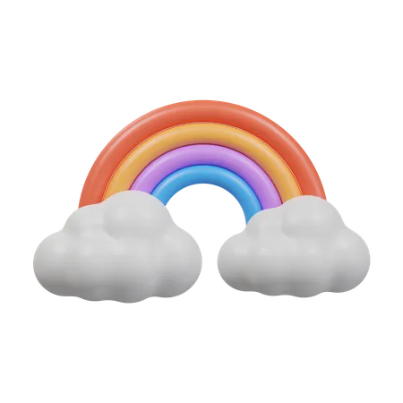 Cloud And Rainbow  3D Icon