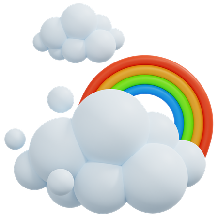 Cloud And Rainbow  3D Icon