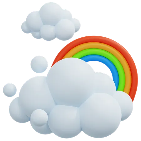 Cloud And Rainbow  3D Icon