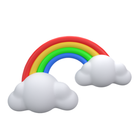 Cloud And Rainbow  3D Icon