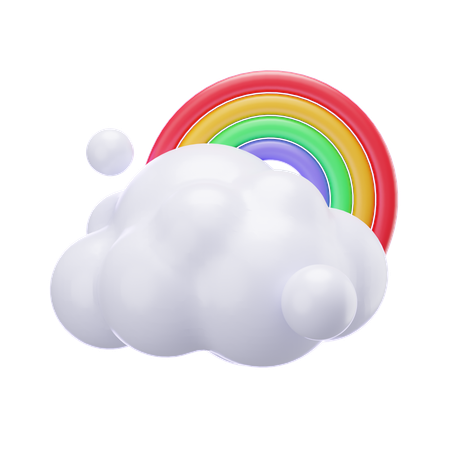 Cloud And Rainbow  3D Icon