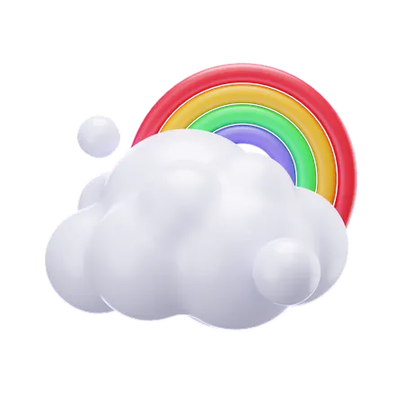 Cloud And Rainbow  3D Icon