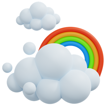Cloud And Rainbow  3D Icon