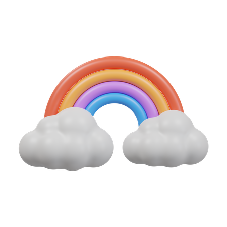 Cloud And Rainbow  3D Icon