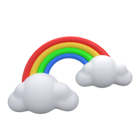 Cloud And Rainbow  3D Icon