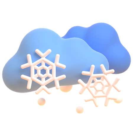 Cloud And Snowflakes 3D Illustration