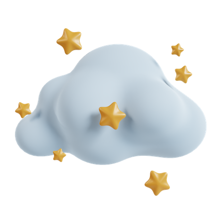 Cloud And Stars 3D Icon