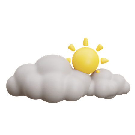 雲と太陽  3D Icon