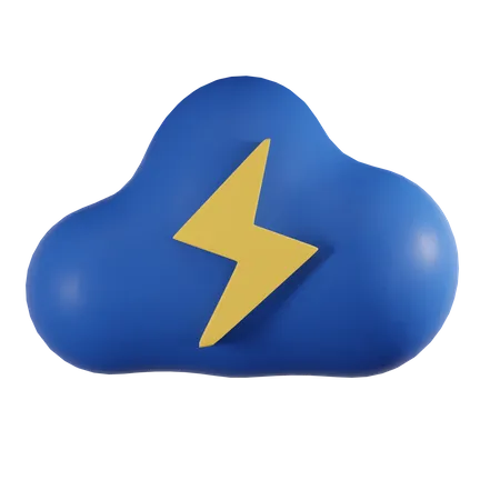 Cloud and thunder  3D Icon