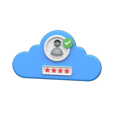 Cloud Authentication  3D Icon