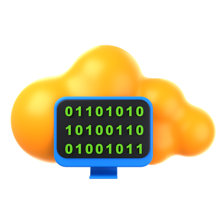 Cloud Binary Code  3D Icon