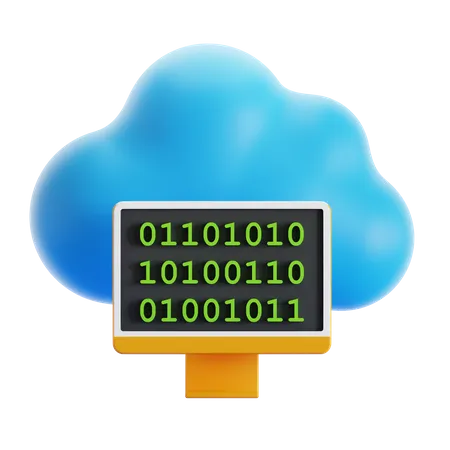 Cloud Binary Code  3D Icon