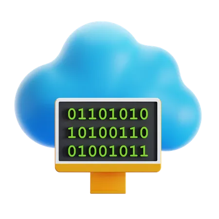 Cloud Binary Code  3D Icon