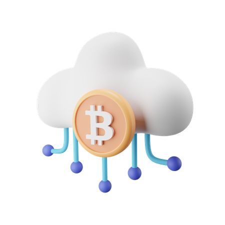 Cloud Bitcoin  3D Icon