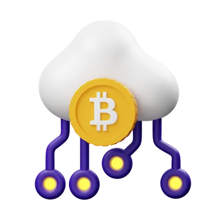 Cloud Bitcoin  3D Illustration