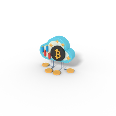 3 D Illustration Of Bitcoin Cloud 3D Icon