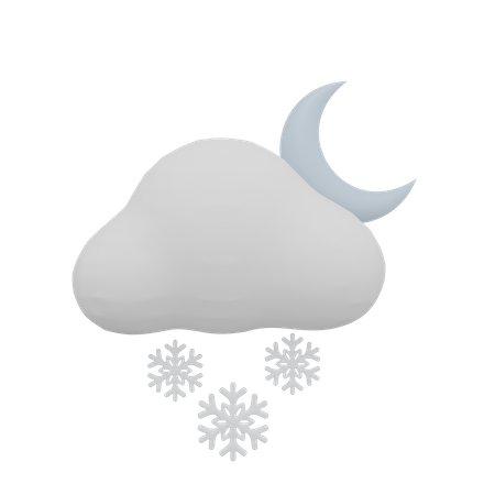 Cloud Blizzard Night Moon Weather  3D Icon