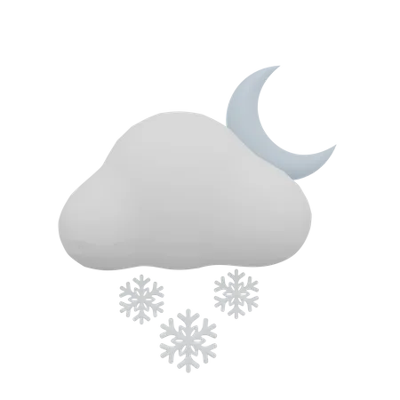 Cloud Blizzard Night Moon Weather  3D Icon