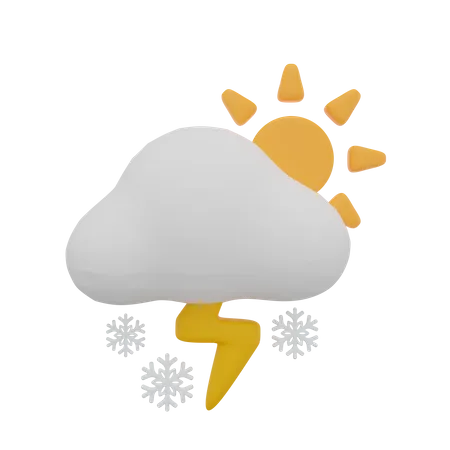 Cloud Blizzard Storm Thunder Day Sun Weather  3D Icon