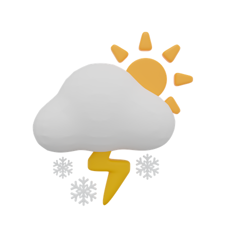 Cloud Blizzard Storm Thunder Day Sun Weather  3D Icon