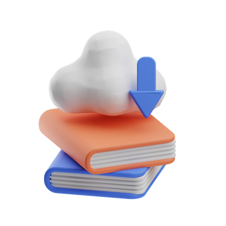 Cloud Book Download 3D Icon
