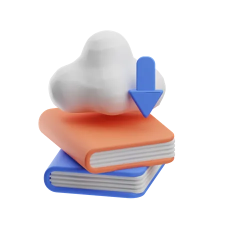 Cloud Book Download  3D Icon