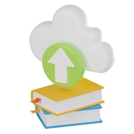 Cloud Book Upload  3D Icon
