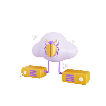 Cloud Bug Hosting  3D Icon