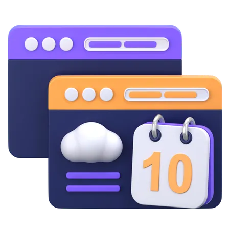 Cloud Calendar  3D Icon