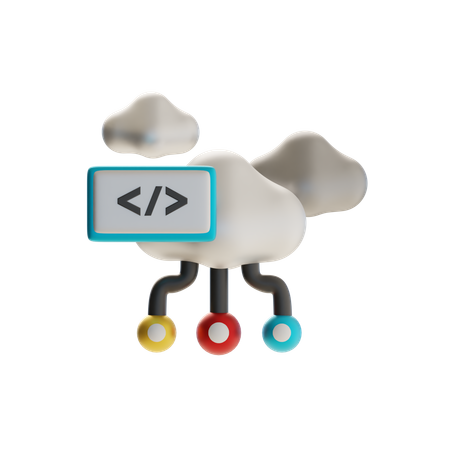 Cloud Coding Connection  3D Icon