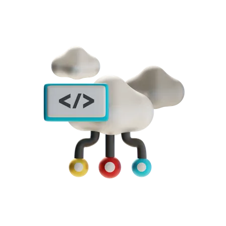 Cloud Coding Connection  3D Icon
