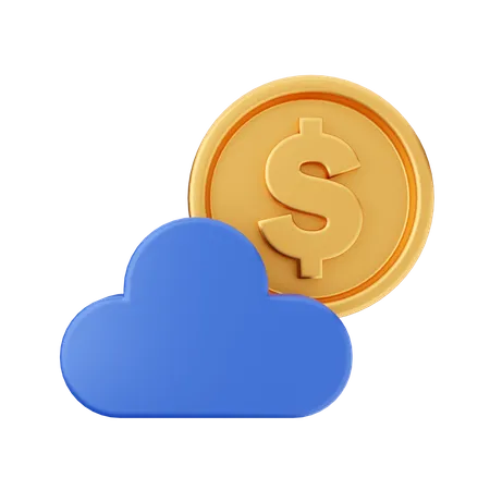 Pièce de monnaie nuage  3D Icon