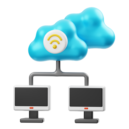 Cloud Computer Network  3D Icon