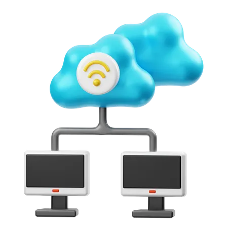 Cloud-Computer-Netzwerk  3D Illustration