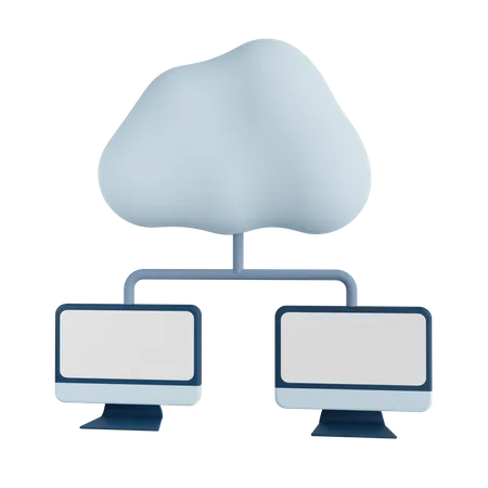 Cloud-Computer-Netzwerk  3D Illustration