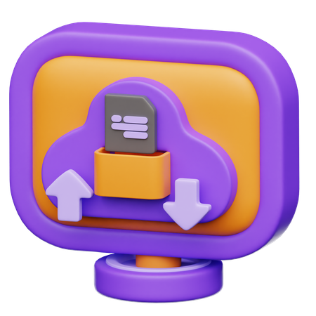 Cloud computing backup data  3D Icon