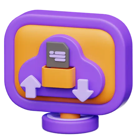 Cloud computing backup data  3D Icon