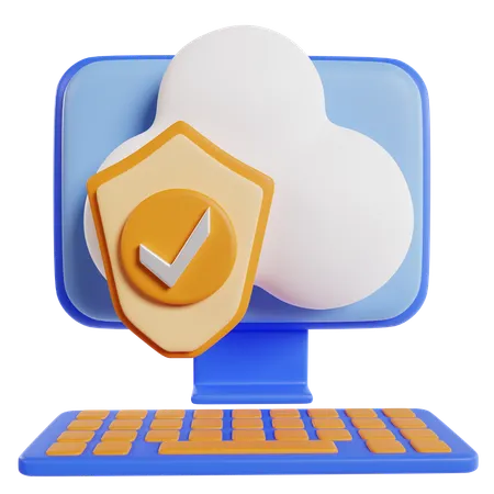Cloud Computing Data Protection  3D Icon