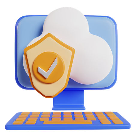 Cloud Computing Data Protection  3D Icon