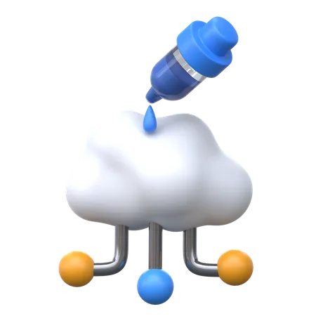 Cloud Computing Eye Drop  3D Icon