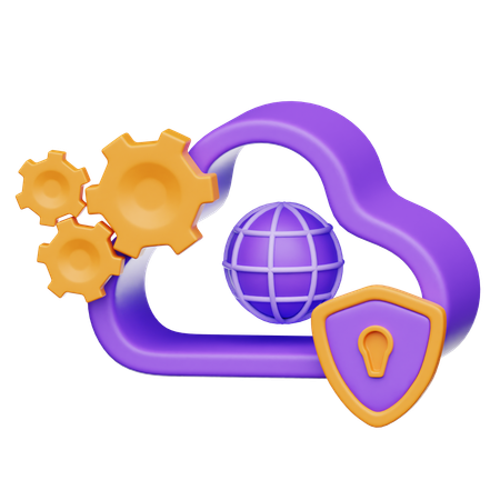 Cloud computing security  3D Icon