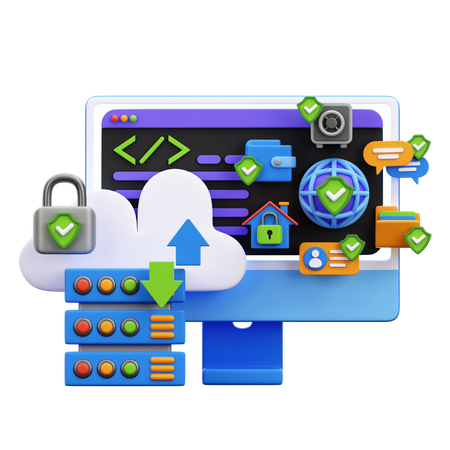 Cloud Computing Security  3D Illustration