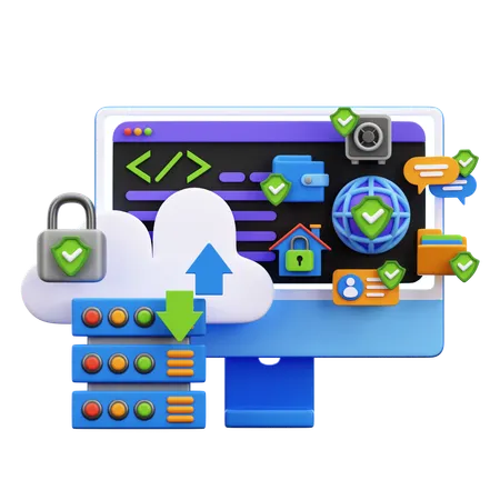 Cloud Computing Security  3D Illustration