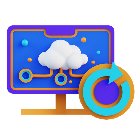 Cloud Computing System Backup  3D Icon