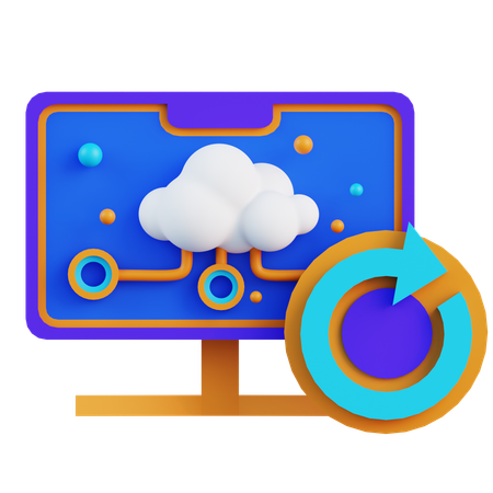 Cloud Computing System Backup  3D Icon