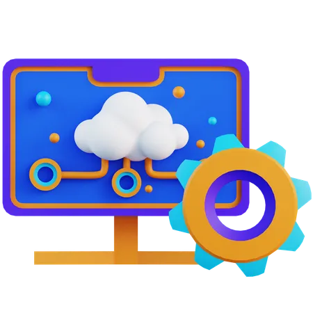 Cloud Computing System Management  3D Icon