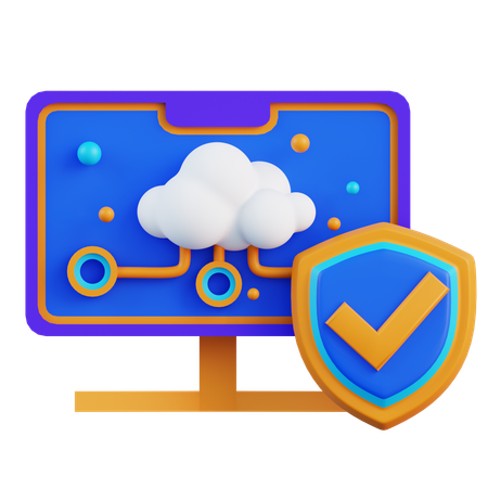 Cloud Computing System Protection  3D Icon
